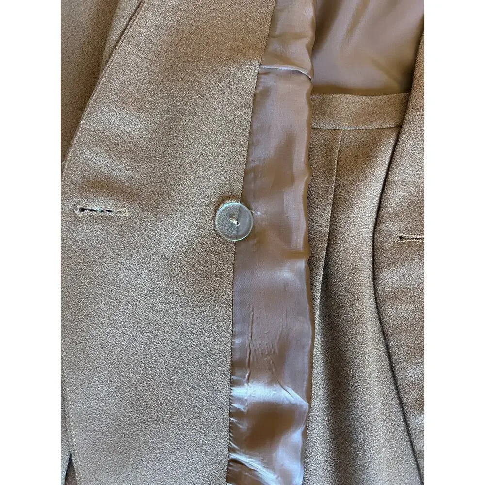 Vintage Saville Suit Skirt & Blazer Size 16 100%‎ Wool Camel Brown Career Church